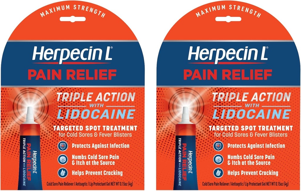 Herpecin-L Болі Relief Потрійна дію з лідоксаїн холодний Sore і Fever Blister Лікування, 0.15 oz (2 пакет)