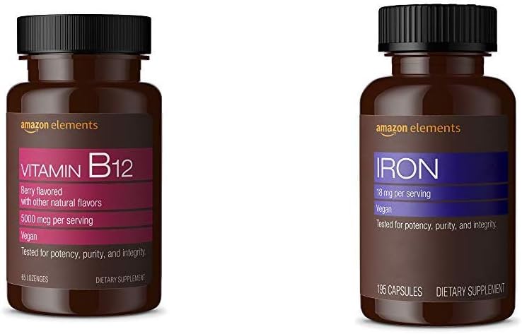   Elements Vitamin B12 Methylcobalamin 5000 mcg Berry Flavored Lozenges and   Elements Iron 18mg Capsules