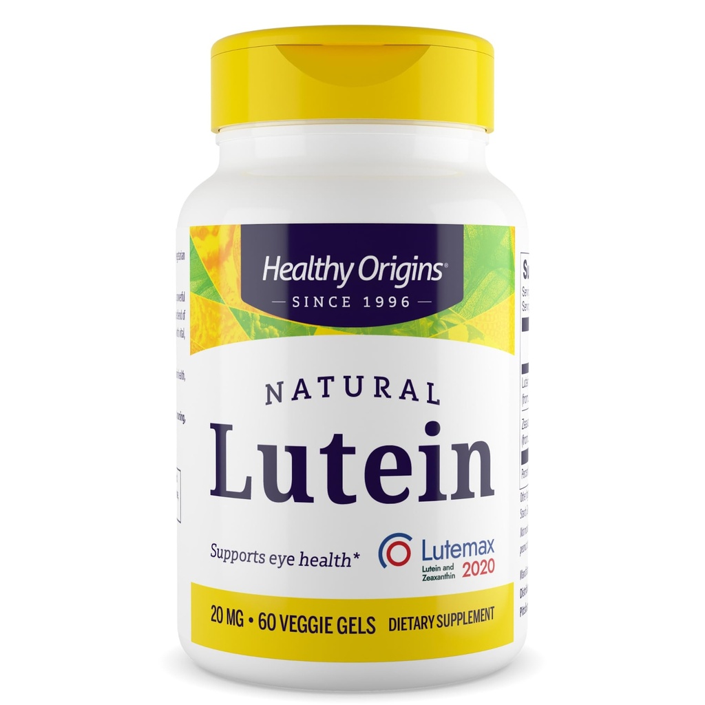 Healthy Origins Lutein 20 mg with Zeaxanthin 4 mg, 60 Veggie Softgels - Featuring Lutemax 2020, Clinically Studied Eye Health Formula - Supports Visual Function, Macular Health & Blue Light Protection