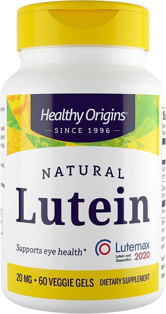 Nguồn gốc khỏe mạnh Lutein 20 mg (Lutemax 2020 với Zeaxanthin, Non-GMMO, Vegan, Eye Prog), 60 Vegie Gels