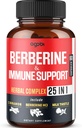 Premium Berberine Supplement with Ceylon, Ashwagandha, Turmeeric, Milk Thistle, Elderberry & Black Pepper - Tukee immuunijärjestelmää, kardiovaskulaarisia ja ruoansulatuskanavan - 60 kapselia