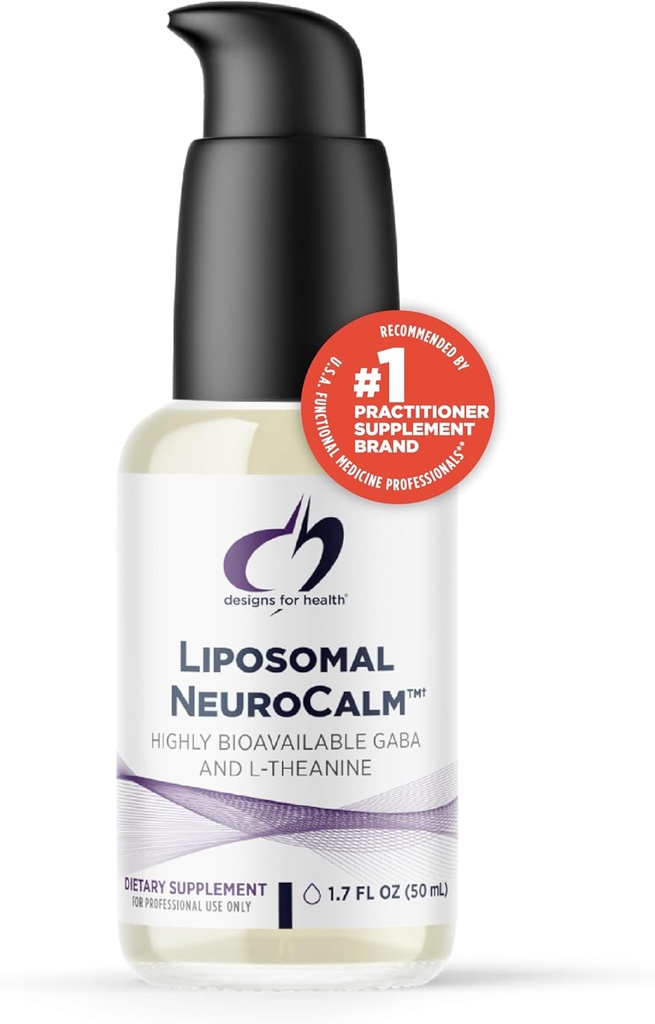 Osasunerako Diseinuak Liposomal NeuroCalm - Liquid GABA + L-Theanine-k lasaigarria eta estres osasungarriari laguntzeko (25 zerbitzu / 1.7oz)
