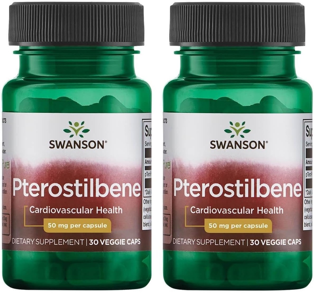Swanson Pterostilbene 50 mg 30 Veg Caps (2 Pakke)