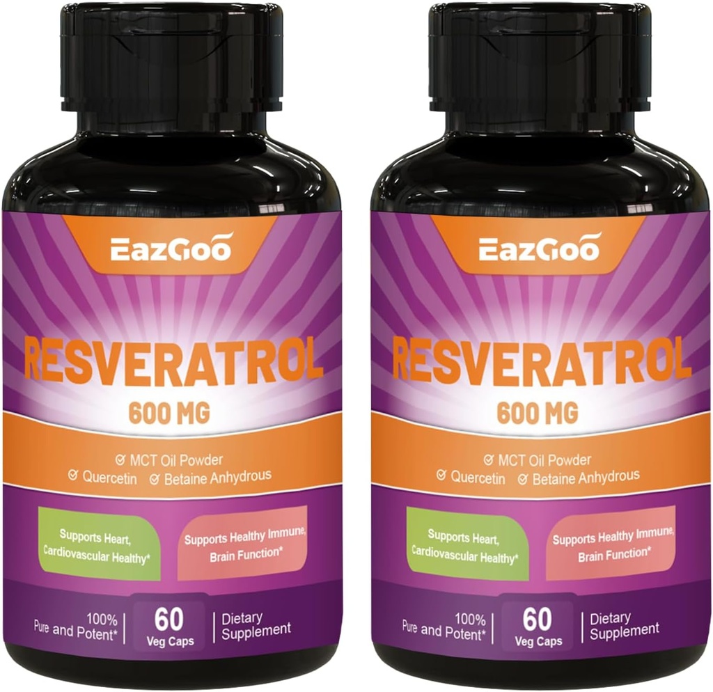 Resveratrol 600 mg, supliment Trans-Resveratrol, suport antioxidant pentru imbatranirea sanatatii - 120 capsule