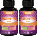 Resveratrol 600 mg, Trans-Resveratrol Supplement, Antioxidant Health Aging Support - 120 kapslar