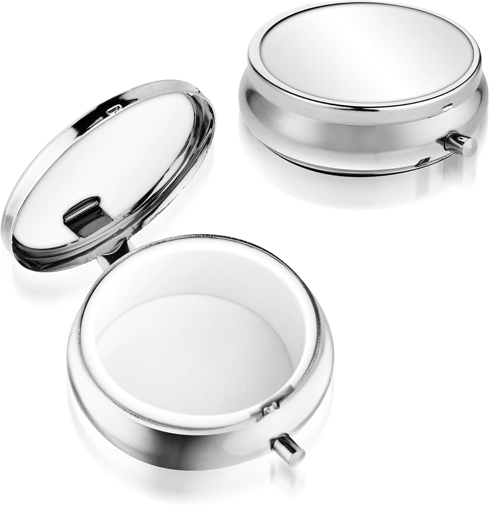 Sibba Portable Medicine Pill Case, Travel Multi-Functional Moisture Proof Pill Box for Purse & Pocket, Cute Metal Medicine Pill Organizer Box for Vitamins, Fish Oil & Supplements(1 Compartment)