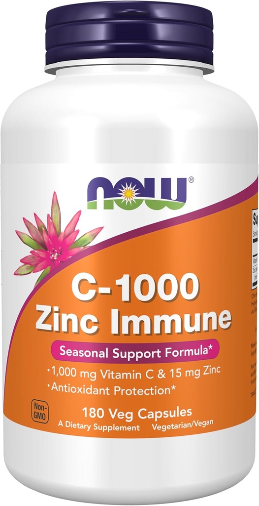 Sekarang Makanan Suplemen, C-1000 & Zinc Imune, Seasonal Dukungan Formula *, Perlindungan Antioksidant *, 180 Veg Capsules