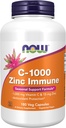 NOW Foods Supplements, C- 1000 & Cink Immune, Szezonális támogatás Forma *, Antioxidáns védelem *, 180 Veg kapszula