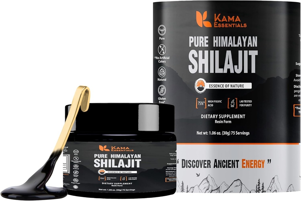 Himalayan Shilajit Resin 75% Fulvic Acid, 85+ Minerály 