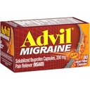Advil Migraine Pain Reliever, Ibuprofen 200mg Solubilizado, 80 Conde, cápsulas cheas de líquido, poderoso Migraine Relief