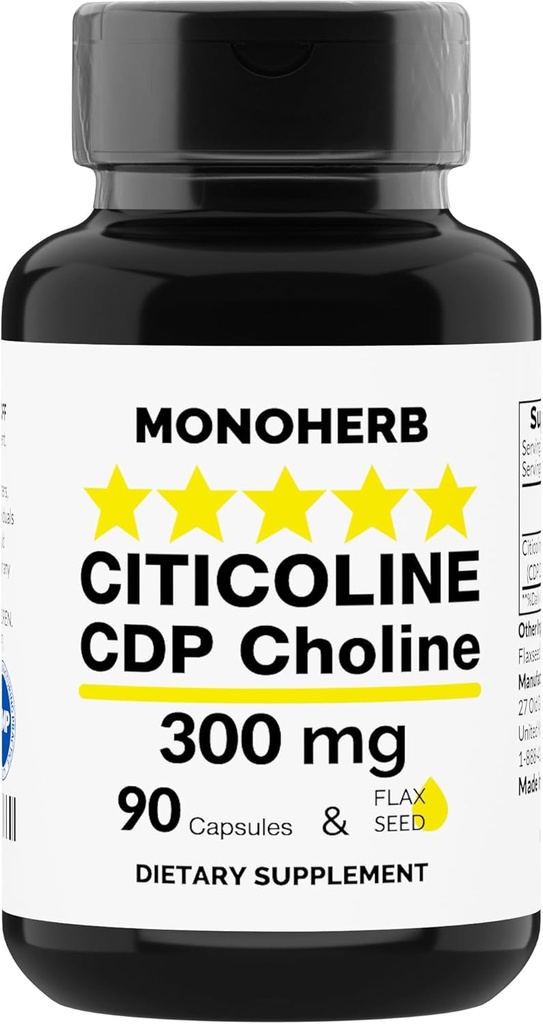 MONOHERB Citicoline CDP Choline 300 מ"ג לקפסולה - 90 קפסולות צמחוניות