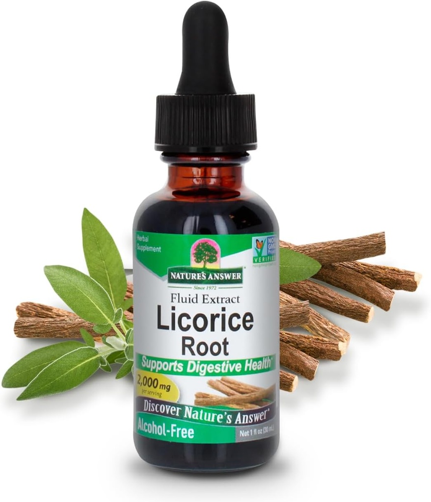 Risposta della natura Licorice Root | Integratore di erbe | Supporta la salute digestiva | Non-GMO & Kosher | Alcohol-Free, Gluten-Free & Vegan 1oz (2 Pack)