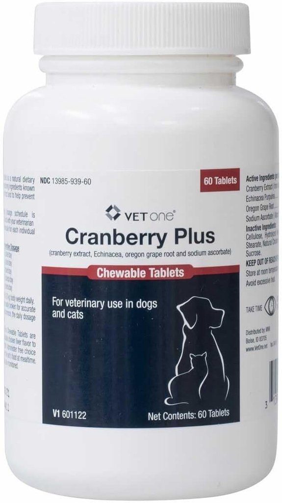 Vet One Cranberry Plus для собак и кошек - поддержка мочевыводящих путей и мочевого пузыря - 60 Жевательных таблеток