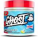 GHOST Gamer: Energetika a Focus Support Formula - 40 Servings, Sonic Ocean Water - Nootropics & Natural Caffeine for Attention, Presnosť a reakčný čas - Vegan, Gluten-free