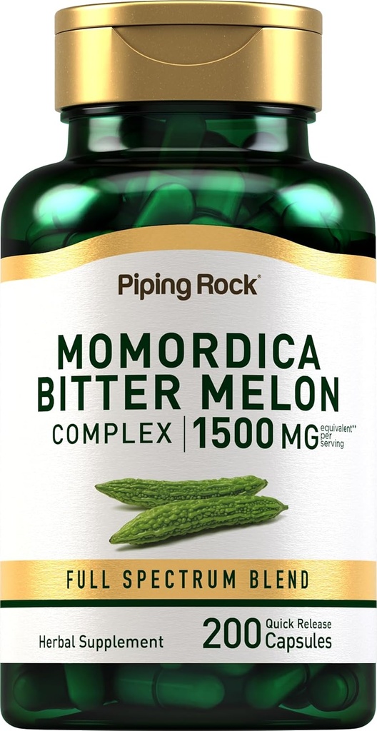 Cápsulas de Melão Amargo de Pedra de Tubulação (em inglês) 1500mg 200 Comprimidos (em inglês) Momordica Charantia Extract (em inglês) Complex Herb Supplement (em inglês)