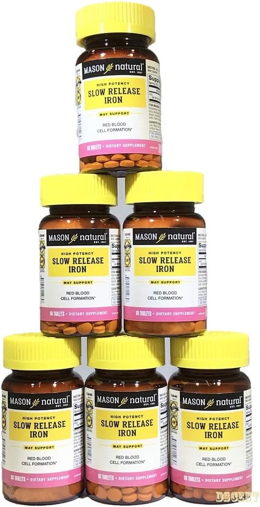 Mason Vitamins Slow Release Iron Compare to The Active Ingredients in Slow Fe, 60 Tablets?er Bottle Pack of 6 Bottles Total 360 Tablets6