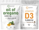 Micro Ingredients Oregano Softgels 6 000 mg per Serving & Vitamin D3 5 000 IU Bundle Pack Př