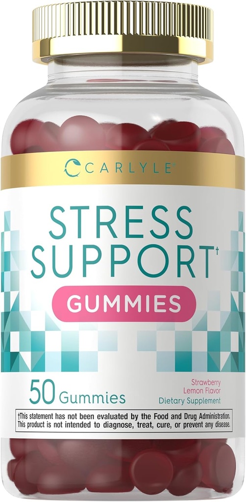 Carlyle Strift Support Appliment Gummies - 50 бр. за жени и мъже - с GABA и L-Theanine - Lemon Flavor - Lemon Free