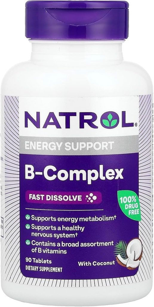 Natrol B- Complex, Fast Solution, Coconut, 90 таблетки
