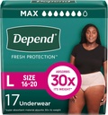 Depend Fresh Protection Adult Diapers, Indentinence & Postpartum Bladder Leak Wear for Women, Disposable, Maximum, Large, Blush, 17 Count, Packing May Wary