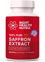 Høyre helse Nutra Saffron Supplements - 100% ren saffron ekstrakt - Laget i USA - støtter Mood | Fokus | Øye helse for menn og kvinner - 60 kapsler