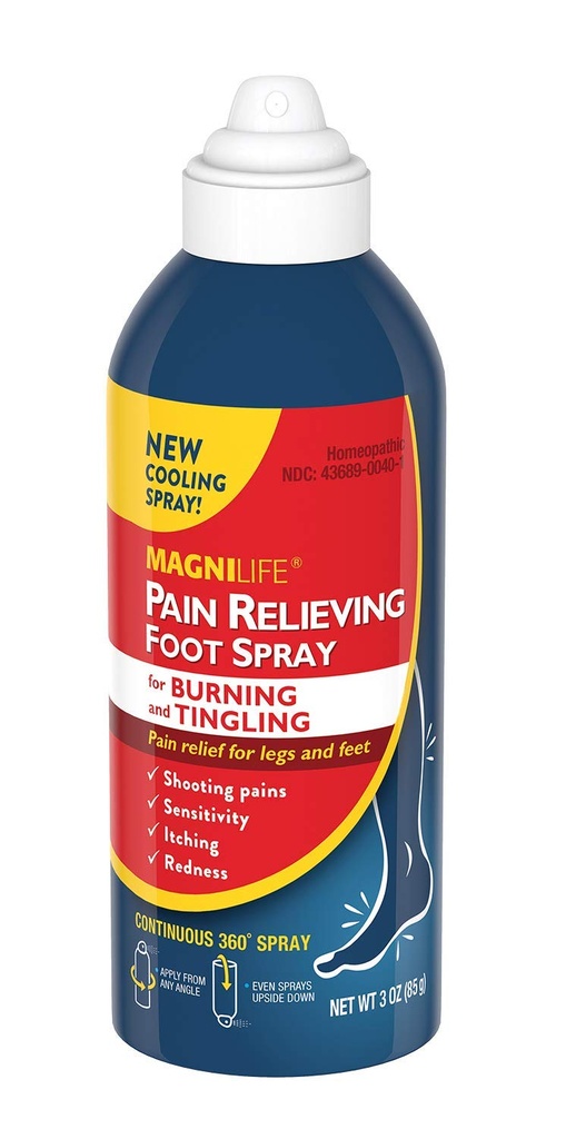 MagniLife Pain Relief Foot Spray, 3 oz, Pain Relief for Burning, Tingling or Sensitivity in Feet and Legs, No Alcohol Cooling Spray Moisturizes Dry, Cracked Heels