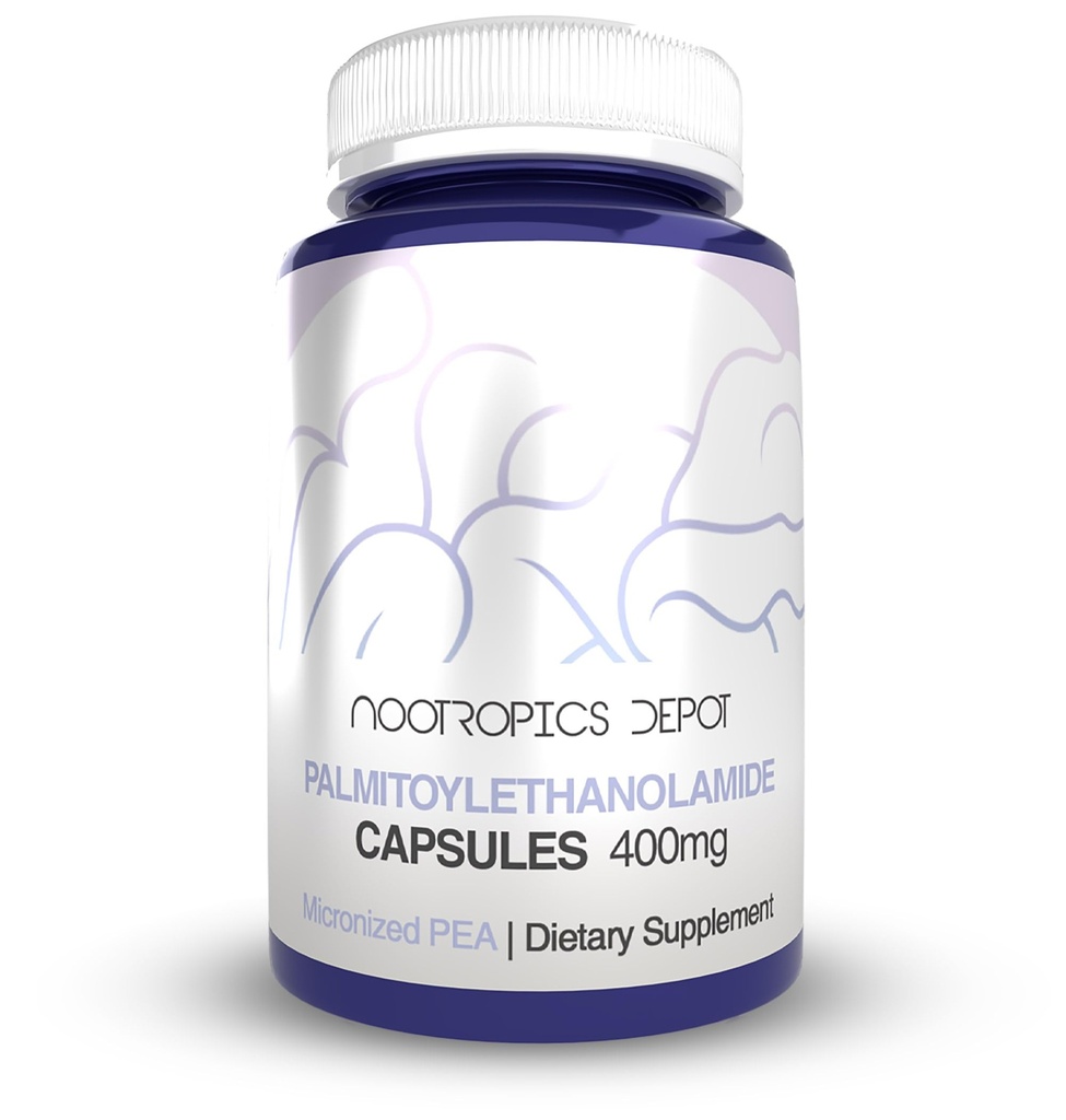 Nootropics Depot Palmitoylethanolamide Capsules | Pea | 400mg Pills | 30 Count | Supports Discomfort Relief | Promotes Joint Function