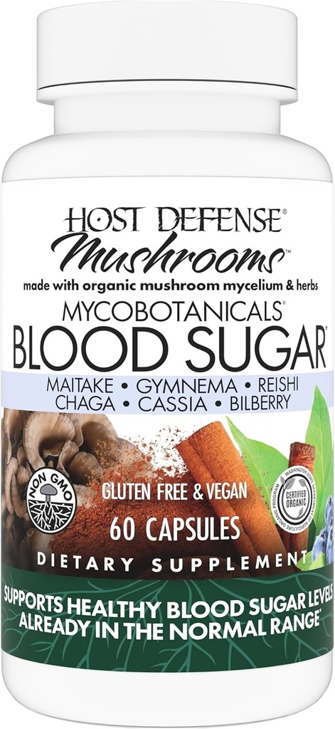 Host Defense MycoBotanicals Capsules - Integratore di erbe con Chaga, Funghi Reishi & Maitake - Integratore di funghi Mycelium per Equilibrio Sano - 60 Capsule (30 Serve)*