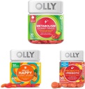 OLLY Metabolism Gummy Rings, Aceto di sidro di mele, Vitamina B12, Cromo, Energia e Salute Digestiva, Supplemento masticabile, Aroma di mele - 30 Conte e OLLY Hello Happy Gummy Worms, Mood Balance Support, Vitamina D, Zafferano, Adulto Chewable Supplement, Zing tropicale - 60 Conte