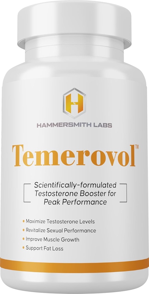 Temerovol - Suplimentul masculin - Îmbunătățește energia, puterea și libidoul - Constructor muscular Lean, 60 capsule - 1 flacon