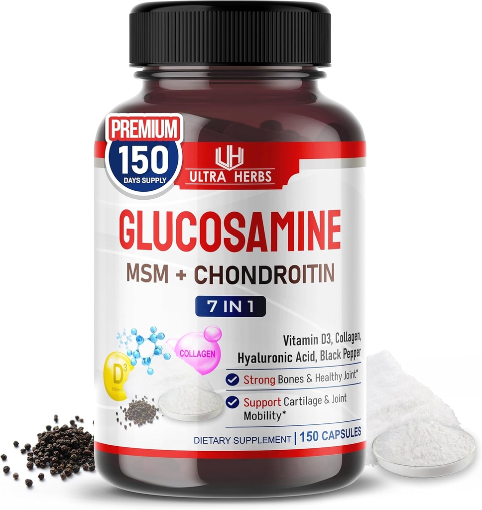 Glucosamina Chondroitin MSM - Implementació de la noblesa suplementari amb Collage, àcid hilurònica Hylururònica, vitamina D3 zat 150 Capules