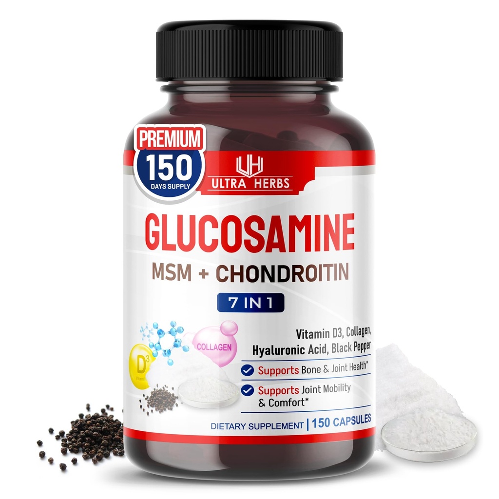 Glucosamine Chondroitin MSM - Joint Mobility Support Supplement Enhanced with Collagen, Hyaluronic Acid, Vitamin D3 | 150 Capsules
