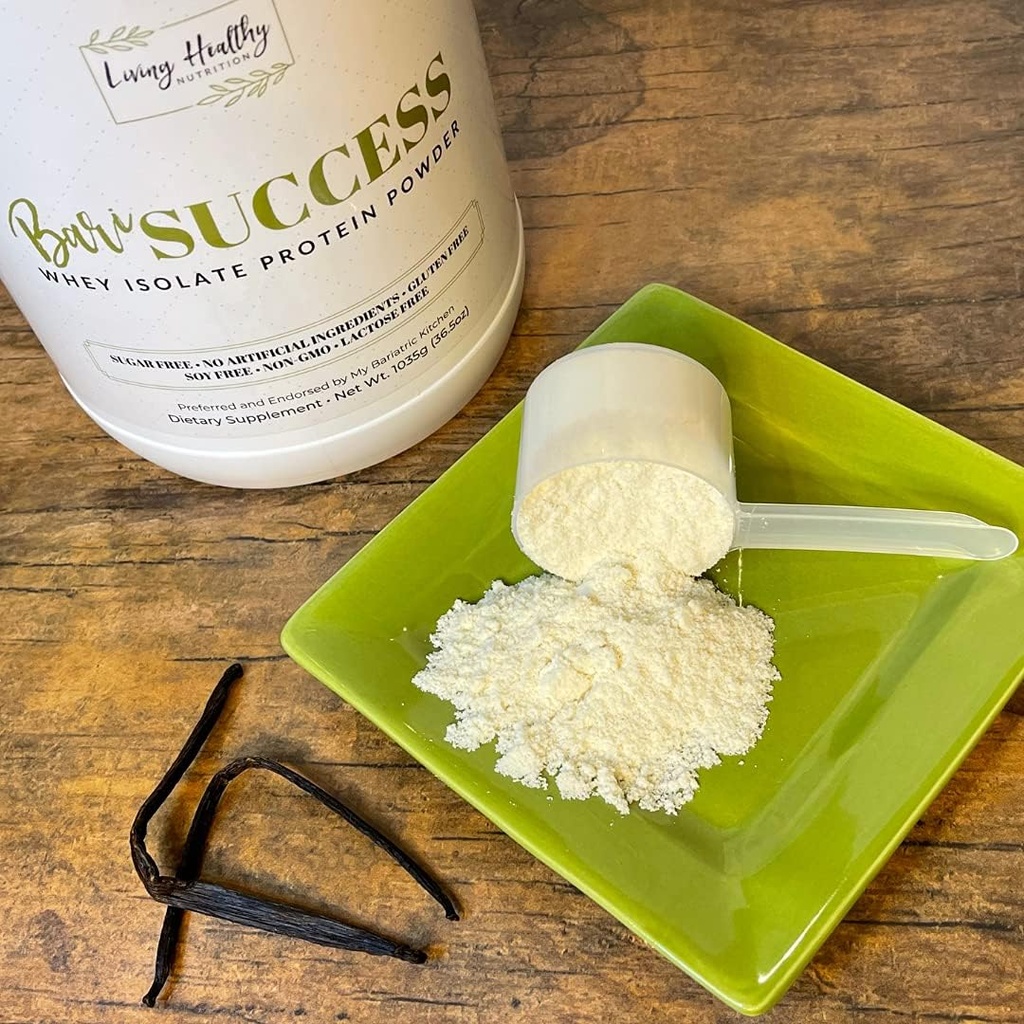 BariSuccess Vanilla Whey Isolate Protein Powder - 30g Proteiini, 30 Tarjoilut / Container - Rasvaton, sokeriton, gluteeniton, soija & laktoosi - Low Carb Bariatric Meal Replacement Protein