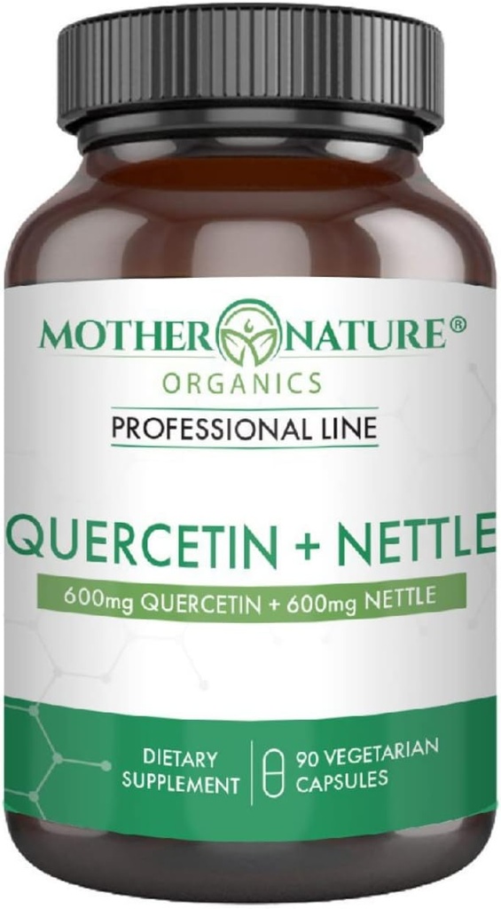 Quercetin 600mg & Nettle 600mg - 季節的な象のための自然なフラボノイドサプリメント, 免疫反応, 健康な老化と長寿 - 非眠気, 非GMO, ビーガン - (90カプセル)