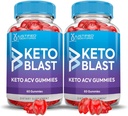 (2 Pack) Apple Cider Vinegar Gummies 1000MG Keto Blast Keto ACV Gummies Geavanceerde formule samengesteld met Granaatappel Beet Juice Powder B12 Vegan Non GMO 120 Gummys