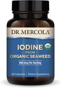 Dr. Mercola Iod de la Seaweed organic, 650 mcg Per Serving, 30 Serviri (60 capsule), Supliment alimentar, Suport tiroidian și energetic, Non-GMO, USDA Organic