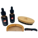 GBS All Natural Beard Grooming Set - включает в себя расческу деревянной бороды, дорожную щетку бороды и расческу усов - идеально подходит для любой текстуры волос