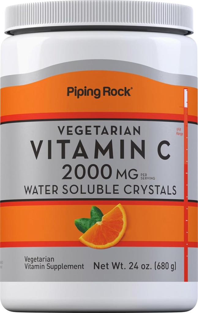 Piping Rock Vitamin C Tozsu | 24 oz | 2000mg | Su İdman Kristalları / Ascorbik Acid kimi | Vegetarian, Qeyri-GMO, Gluten Pulsuz