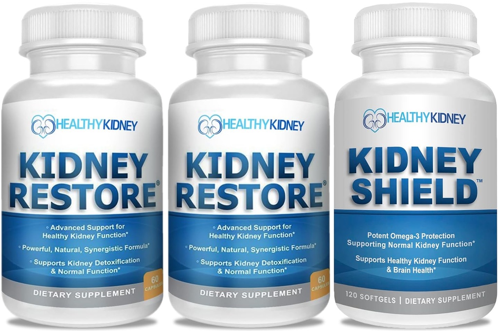 Kidney Cleanse and Kidney Health Supplement to Support Normal Kidney Function 60 caps, 2 Pack + Kidney Shield 120 Caps Kidney Supplement to Support Normal Kidney Function