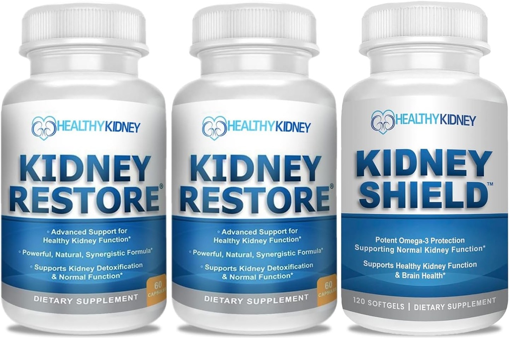 Kidney Cleanse and Kidney Health Supplement to Support Normal Kidney Function 60 caps, 2 Pack + Kidney Shield 120 Caps Kidney Supplement to Support Normal Kidney Function