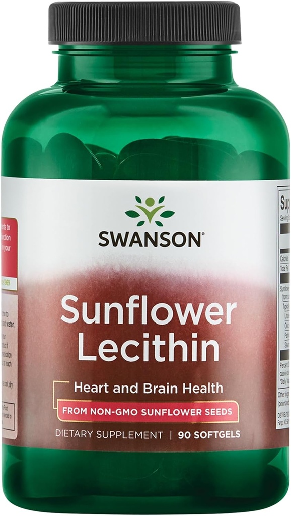 Swanson Sunflower Lesit - Herbal Supplemen Memproyeksikan Fungsi Kesehatan Sehat - Formula Alam Mendukung Kesehatan Hati & Kesehatannya - (90 Softgeel, Masing-masing)