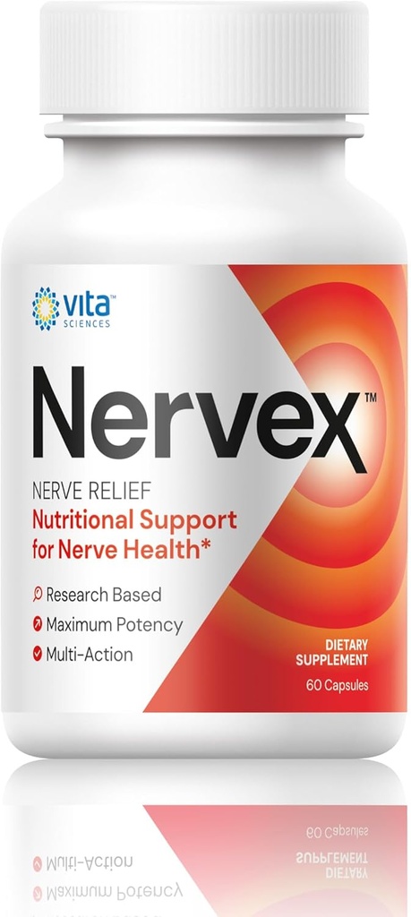 Vita Sciences Nervex Pills - Advanced Neuropatie Relief Dodatek s 40x Silnější přírodní R-ALA, Acetyl L-karnitin, a esenciální vitaminy - Podpora Nerve zdraví a regenerace - 60 Kapsle
