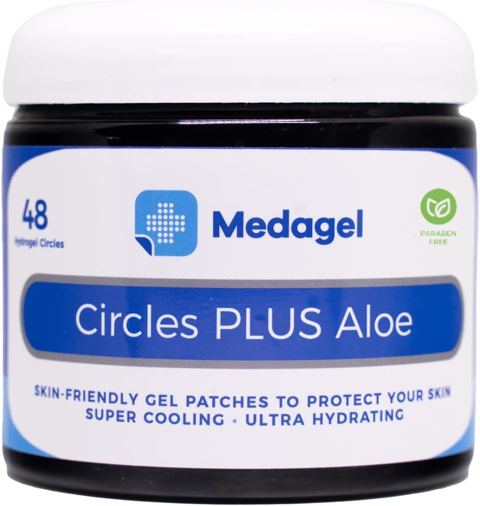 Circles Plus Aloe, Paraben Free Hydrogel Pads, Blister Prevention, Instant Cooling & Lindrende Relief for Nursing Pain, Bug Bites, Blistere, Mindre Burns & Chafing, 48 Circular Pads