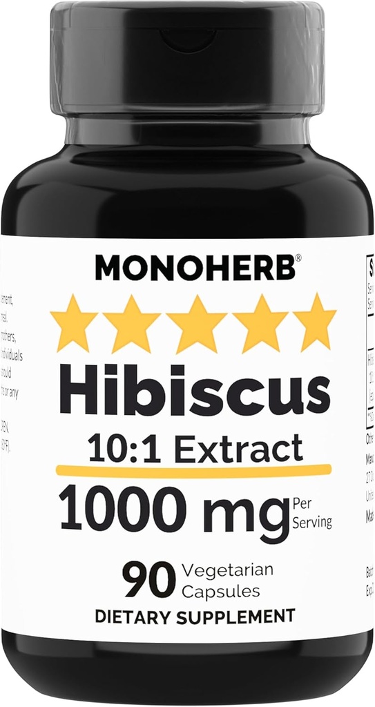 MONOHERB Hibiscus Trích dẫn 1000 mg - 90 Vegetarian Capsules
