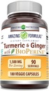 Una fórmula increïble de Turmeric Curcumin & Ginger amb Bio BioPerine suplementari, 1500 Mg Per Serviting 180 Valles gyn-GO  gluten Free Beauxyf, fet a USA Ideal per Vegetaris