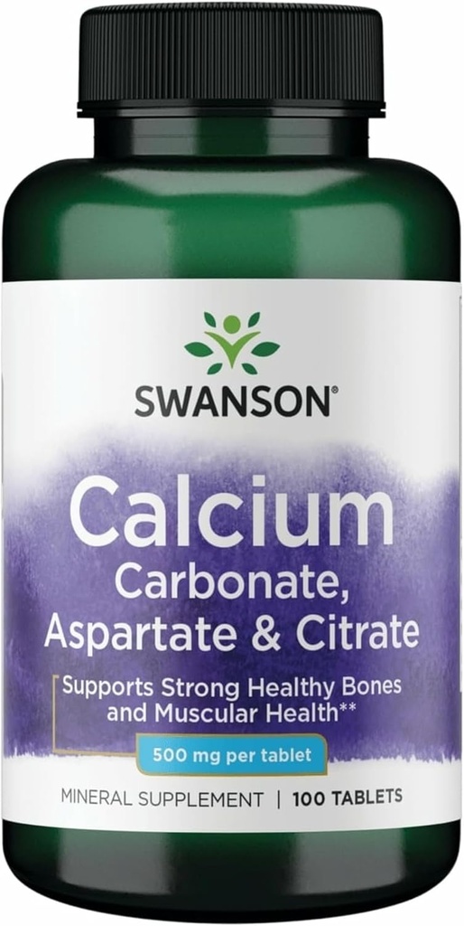 Swanson Calcium (Carbonat Aspartat & Citrate) 500 Milligram 100 Tabs