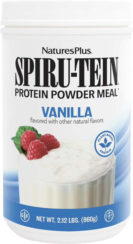 NaturesPlus SPIRU-TEIN, Vanilla - 2.12 lbs, Pack de 3 - Spirulina Protein Powder - Vitaminas & Minerals for Energy - Vegetarian, Gluten Free - 96 Total Servings