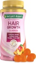 Nature’s Bounty Hair Growth Gummis zur Unterstützung von Thicker, Fuller Hair mit Biotin, Silikon & Arginin, Peach Mango Flavor – Glutenfrei, Enthält keine Lactose, Natrium oder Fisch, 60 Count/30 Servierungen