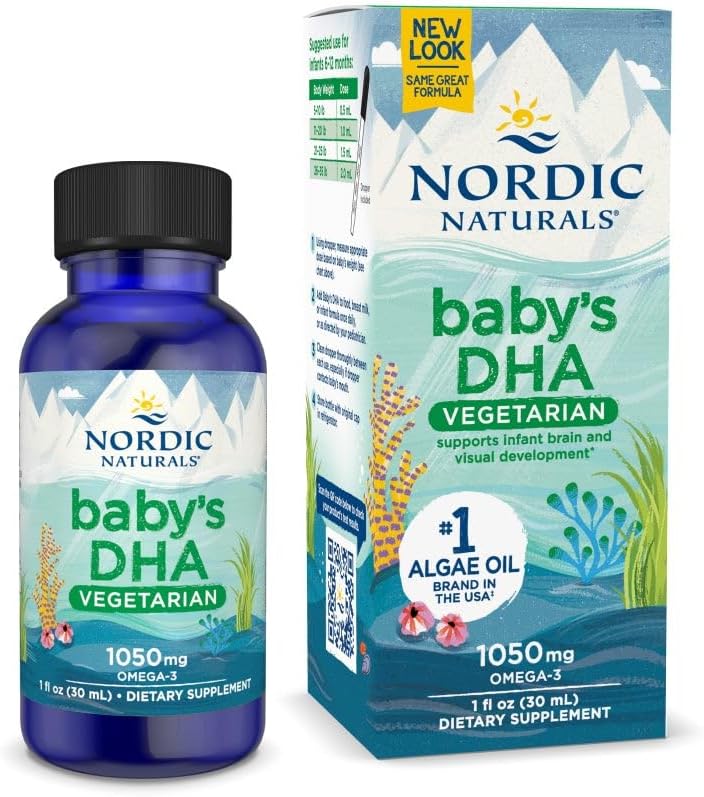 Nordic Naturals Baby의 DHA 채식주의, Unflavored - 1050 mg 식물 기반 오메가 -3-1 온스 - 아기의 두뇌 및 비전 개발 지원 - Non-GMO, Vegan - 15 서빙
