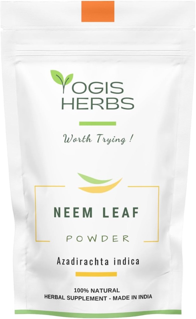 YOGIS HERBS Neem Leaf Powder - Pure Azadirachta Indica untuk Detoksifikasi, Dukungan Imune, dan Bersihkan Skin - 100% Suplemen Serba Alam (1 Lb)